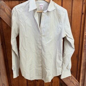 Brooks Brothers Womens Yellow and Blue Striped Button Down Shirt, 4, Like New